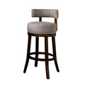 Lynsey 24"Barstool Withlinen Cushion, Light Gray Finish, Set Of 2-Bar Stools and Counter Stools-Dark Oak, Light Gray-Wood-JadeMoghul Inc.