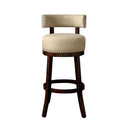 Lynsey Contemporary 24"Barstool Withlinen Cushion, Set Of 2-Bar Stools and Counter Stools-Dark Oak, Beige-Wood-JadeMoghul Inc.