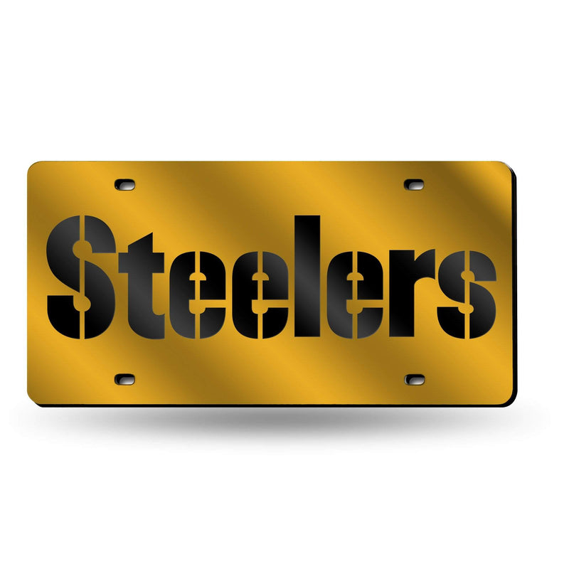 LZC Laser Cut Tag (Color Packaged) NFL Steelers Yellow Bkg Word Mark RICO