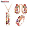 LZESHINE New Top Rose Gold Color Flower Jewelry Set Multicolor Cubic Zircon Pendant/Earrings/Ring Women Wedding Jewelry Sets-5-JadeMoghul Inc.