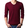 M-4XL Winter Henley Neck Sweater Men Cashmere Pullover Christmas Sweater Mens Knitted Sweaters Pull Homme Jersey Hombre 2018-Burgundy-M-JadeMoghul Inc.
