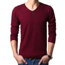M-4XL Winter Henley Neck Sweater Men Cashmere Pullover Christmas Sweater Mens Knitted Sweaters Pull Homme Jersey Hombre 2018-Burgundy-M-JadeMoghul Inc.