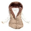 M-XXXL 2018 autumn winter plus size slim plus velvet vest thermal down cotton with a hood vest female all-match, free shipping-Khaki-L-JadeMoghul Inc.