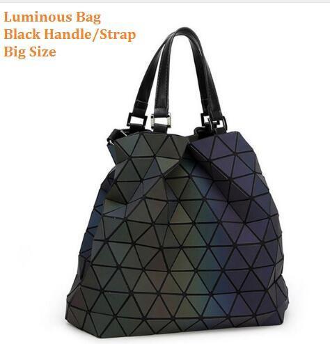 Maelove Luminous bag Women Geometry Diamond Tote Quilted Shoulder Bags Laser Plain Folding Handbags Hologram Free Shipping-luminous big 1-JadeMoghul Inc.