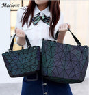 Maelove Luminous bag Women Geometry Diamond Tote Quilted Shoulder Bags Laser Plain Folding Handbags Hologram Free Shipping-luminous big-JadeMoghul Inc.