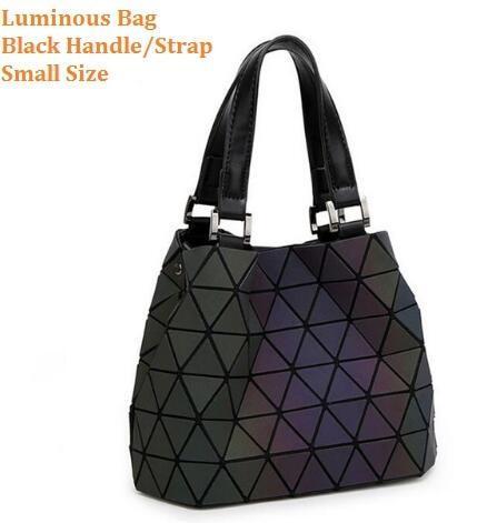 Maelove Luminous bag Women Geometry Diamond Tote Quilted Shoulder Bags Laser Plain Folding Handbags Hologram Free Shipping-luminous small 1-JadeMoghul Inc.