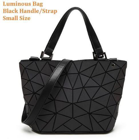Maelove Luminous bag Women Geometry Diamond Tote Quilted Shoulder Bags Laser Plain Folding Handbags Hologram Free Shipping-luminous small-JadeMoghul Inc.