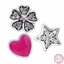Magenta Heart & Cherry Blossom & Wishing Star Floating Locket Petite DIY Fit PANDORA Charms Silver 925 Original 3pcs/lot FLS007--JadeMoghul Inc.