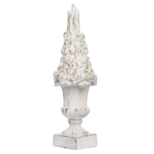 Magnesium Spruce Finial In Distressed Finish, White-Home Accent-White-Magnesium-JadeMoghul Inc.