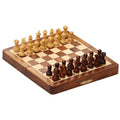 Magnetic Handmade Chess Set Foldable Game In Wood, Brown And Beige-Decorative Objects and Figurines-Brown and Beige-Wood-JadeMoghul Inc.