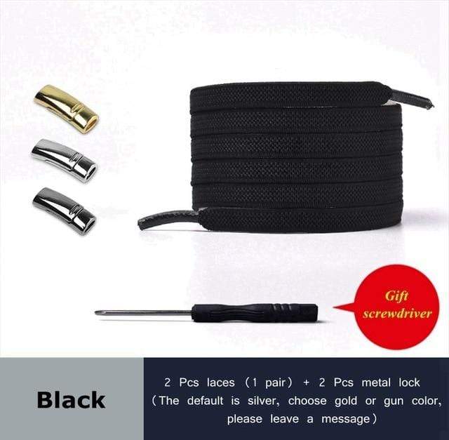 Magnetic Metal lock No Tie Shoelaces Child Adult Safety Quick Elastic Shoelace Outdoor Leisure Sneakers Lazy laces Unisex 1 Pair JadeMoghul Inc. 