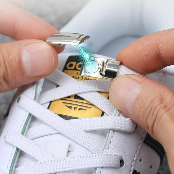 Magnetic Metal lock No Tie Shoelaces Child Adult Safety Quick Elastic Shoelace Outdoor Leisure Sneakers Lazy laces Unisex 1 Pair JadeMoghul Inc. 