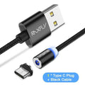 Magnetic Type C Cable RAXFLY 1M 2M LED USB C Charger Cable For Huawei P20 Pro P10 Magnet Type-c Charging Wire For Xiaomi MIX 2S-1 Plug Black Cable-1M-JadeMoghul Inc.