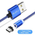 Magnetic Type C Cable RAXFLY 1M 2M LED USB C Charger Cable For Huawei P20 Pro P10 Magnet Type-c Charging Wire For Xiaomi MIX 2S-1 Plug Blue Cable-1M-JadeMoghul Inc.