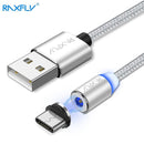 Magnetic Type C Cable RAXFLY 1M 2M LED USB C Charger Cable For Huawei P20 Pro P10 Magnet Type-c Charging Wire For Xiaomi MIX 2S-2 Plug Blue Cable-2M-JadeMoghul Inc.
