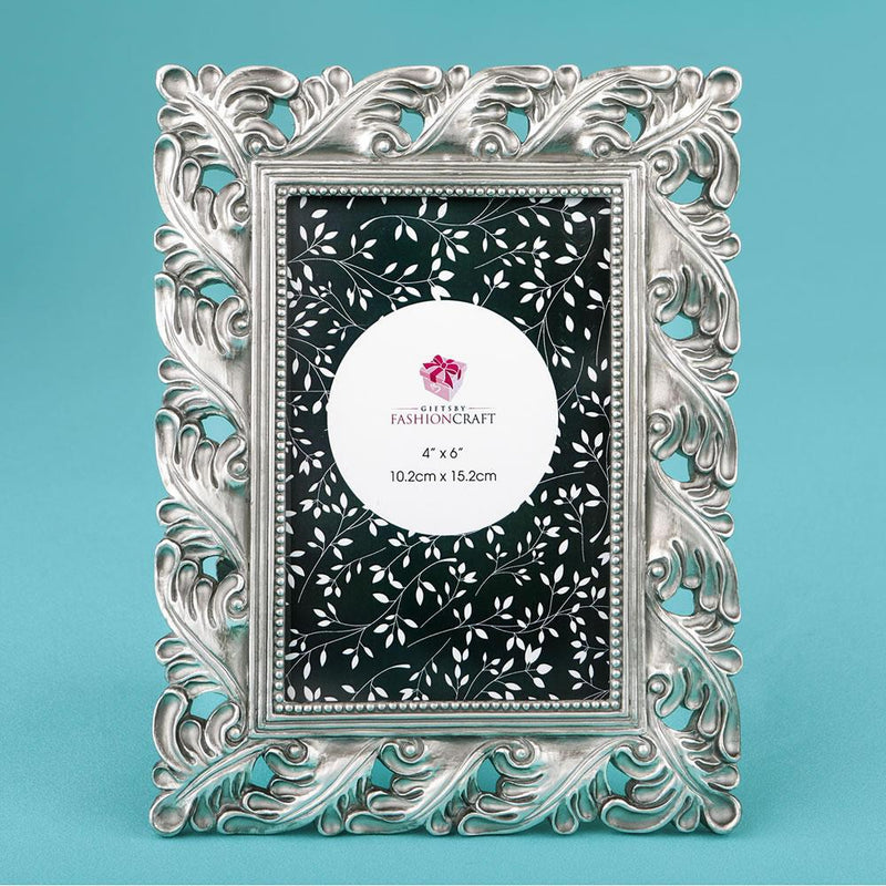 Magnificent Antique Silver Leaf design 4 x 6 frame-Personalized Gifts By Type-JadeMoghul Inc.