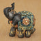 Mahogany Brown elephant with colorful headdress and blanket - mini size-Wedding Cake Accessories-JadeMoghul Inc.