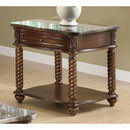 Mahogany End Table With Marble Tabletop, Brown-End Tables-Brown-Mahogany-JadeMoghul Inc.