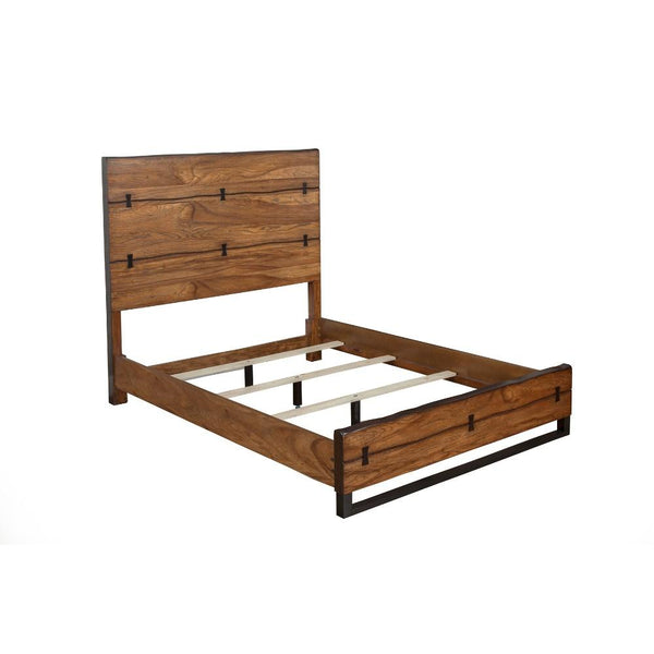 Mahogany Wood Queen Panel Bed With Headboard Brown-Panel Beds-Brown-Mahogany Solids & Veneer-JadeMoghul Inc.