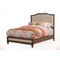 Mahogany Wood Queen Size Upholstered Bed in Beige And Brown-Panel Beds-Beige and Brown-Plantation Mahogany Solids & Okoume Veneer-JadeMoghul Inc.