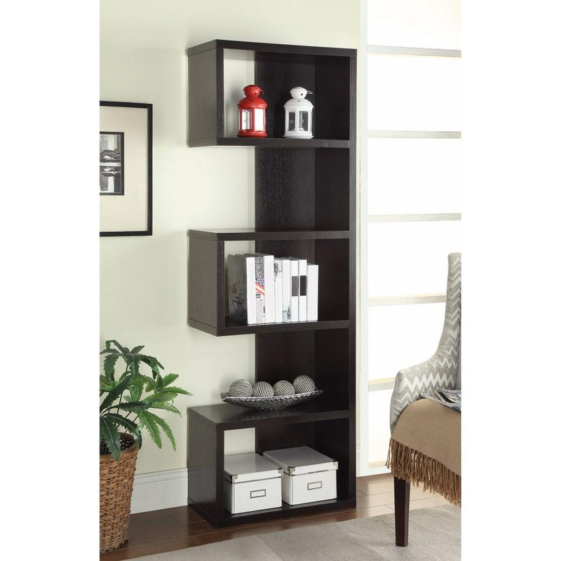Majestic Semi-Backless Wooden bookcase, Brown-Book Cases-BROWN-MELAMINE PAPER-JadeMoghul Inc.
