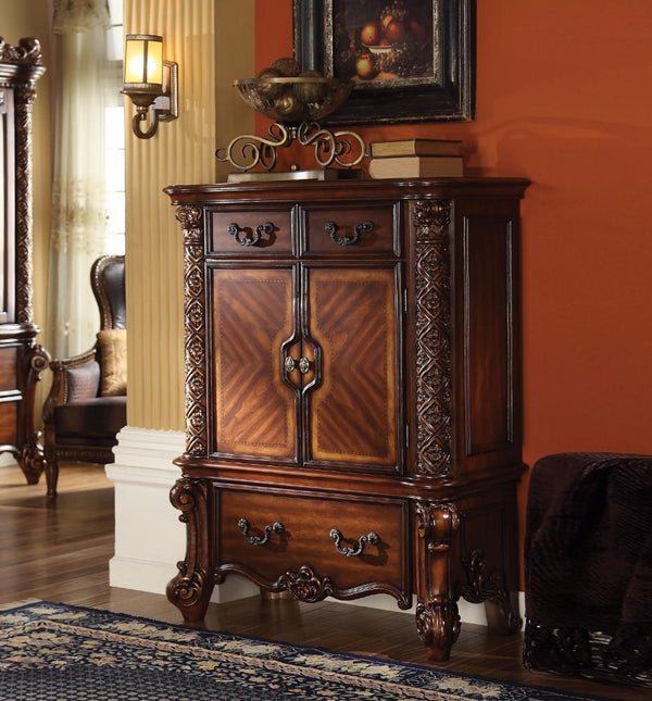 Majestic Wooden Chest, Cherry Brown-Accent Chests and Cabinets-Cherry Brown-wood Aspen wood wood veneer poly resin d��_cor-JadeMoghul Inc.