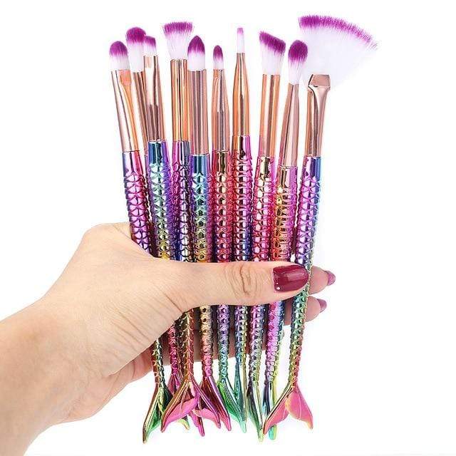Makeup Brushes Kit Natural Tool Mermai Pencil Cosmetics Foundation Artist Mermaid Highlighter Face Set Of Bronzer Eyeshadow Lip AExp