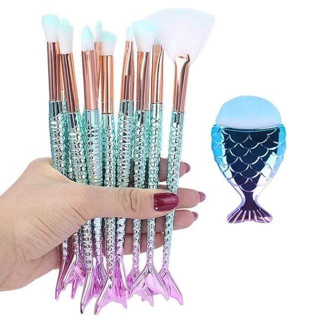 Makeup Brushes Kit Natural Tool Mermai Pencil Cosmetics Foundation Artist Mermaid Highlighter Face Set Of Bronzer Eyeshadow Lip AExp