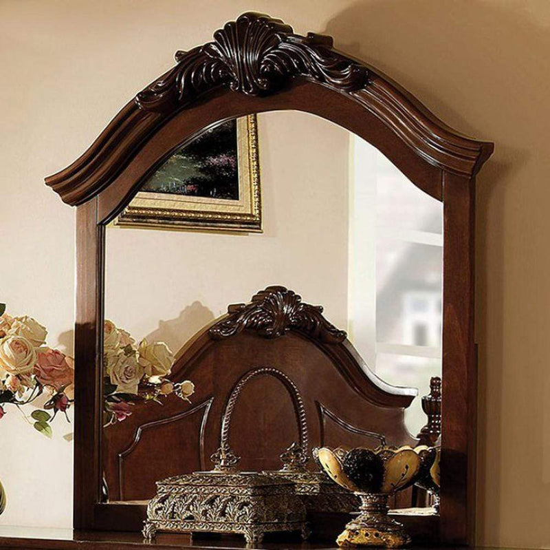 Makeup Mirrors Velda II Baroque Style Mirror In Brown Cherry Finish Benzara