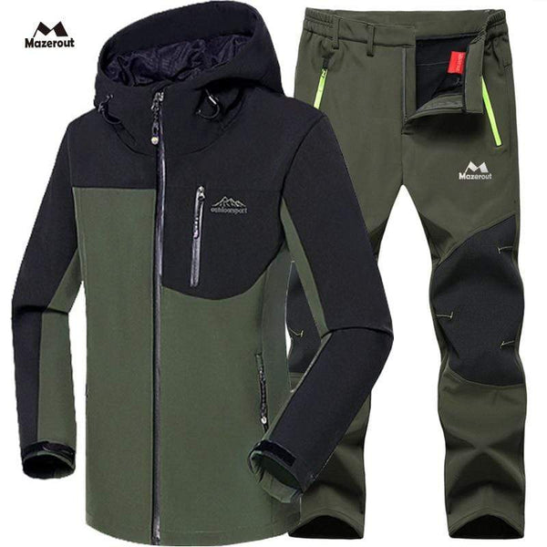 Man Winter Waterproof Fish Ski Warm Softshell Fleece Hiking Outdoor Jackets Trekking Camp Coat Set Pants Climb Oversize Trousers JadeMoghul Inc. 