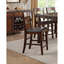 Mango Veneer Counter Height Chairs With Splat Backs, Set of 2, Cherry-Dining Chairs-Brown-Mango Veneer-JadeMoghul Inc.