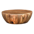 Mango Wood Coffee Table In Round Shape, Dark Brown-Side Tables and End Tables-Dark Brown-Mango Wood-Matte-JadeMoghul Inc.