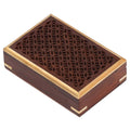 Mango Wood Jewelry/ Storage Box With Detailed Pattern, Brown-Jewelry Boxes and Organizers-Brown-Mango Wood/ Brass-JadeMoghul Inc.