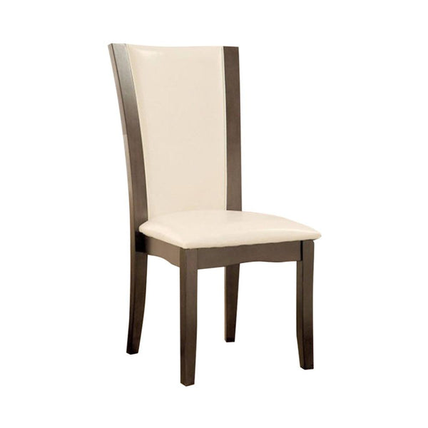 Manhattan I Side Chair With White Pu, Gray, Set Of 2-Armchairs and Accent Chairs-Gray, Ivory-Leatherette Solid Wood Wood Veneer & Others-JadeMoghul Inc.