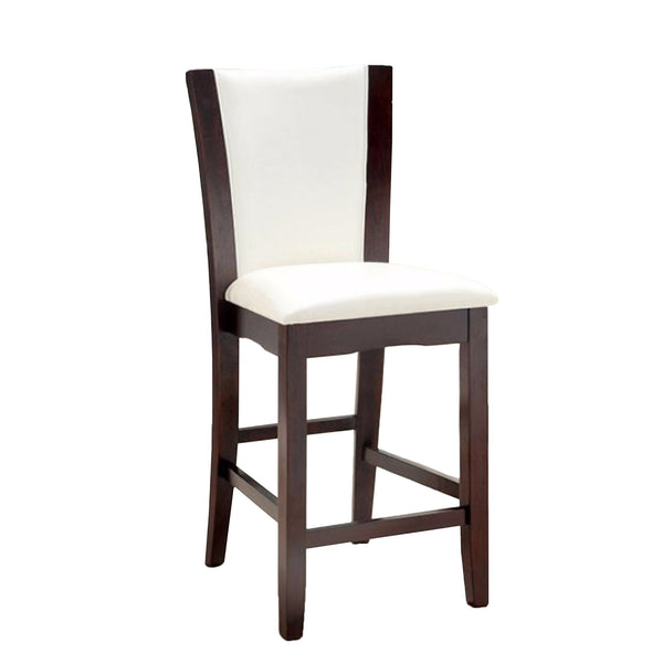 Manhattan Iii Contemporary Counter Height Chair, White Finish, Set Of 2-Armchairs and Accent Chairs-White-Leatherette Solid Wood Wood Veneer & Others-JadeMoghul Inc.