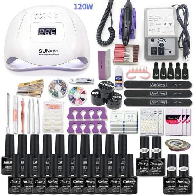 Manicure Set Acrylic Nail Kit With 120/80/54W Nail Lamp 35000RPM Nail drill Machine Choose Gel Nail Polish All For Manicure AExp