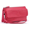 Manka Vesa Women Wallets Leather Packet Wristlet Clutches Female Stone Pattern Coin Purses Small Handbag Shoulder Messenger Bags-Rose Red-JadeMoghul Inc.