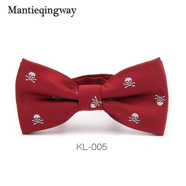 Mantieqingway Novelty Men's Polyester Silk Bow Tie Skull Bowtie for Tuxedo Banquet New Design Bowknot Ties for Wedding Groom-Deep purple red-China-JadeMoghul Inc.