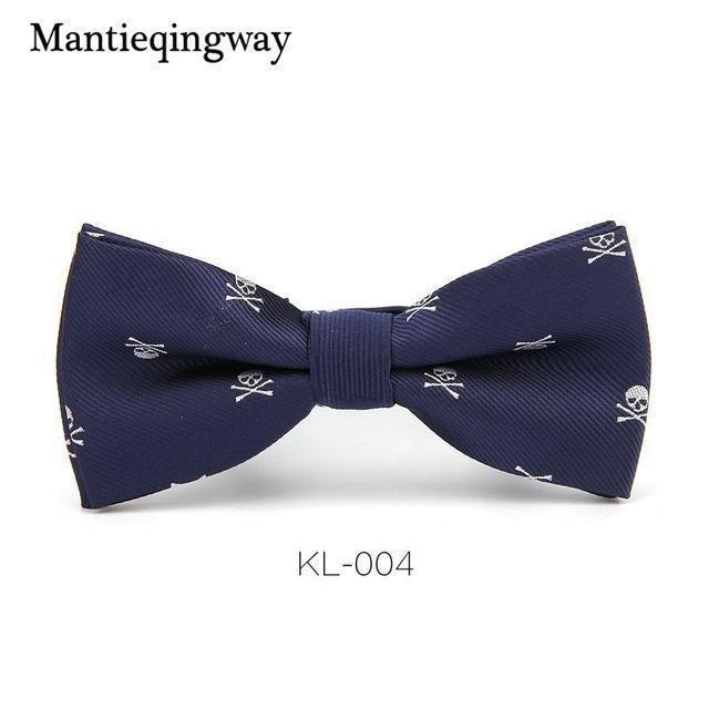 Mantieqingway Novelty Men's Polyester Silk Bow Tie Skull Bowtie for Tuxedo Banquet New Design Bowknot Ties for Wedding Groom-Navy-China-JadeMoghul Inc.