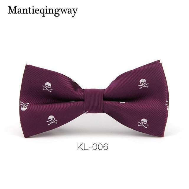 Mantieqingway Novelty Men's Polyester Silk Bow Tie Skull Bowtie for Tuxedo Banquet New Design Bowknot Ties for Wedding Groom-Purple-China-JadeMoghul Inc.
