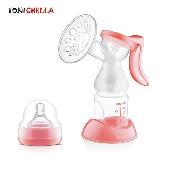 Manual Breast Feeding Pump Original Manual Breast Milk Silicon PP BPA Free With Milk Bottle Nipple Function Breast Pumps T0100-Pink-JadeMoghul Inc.