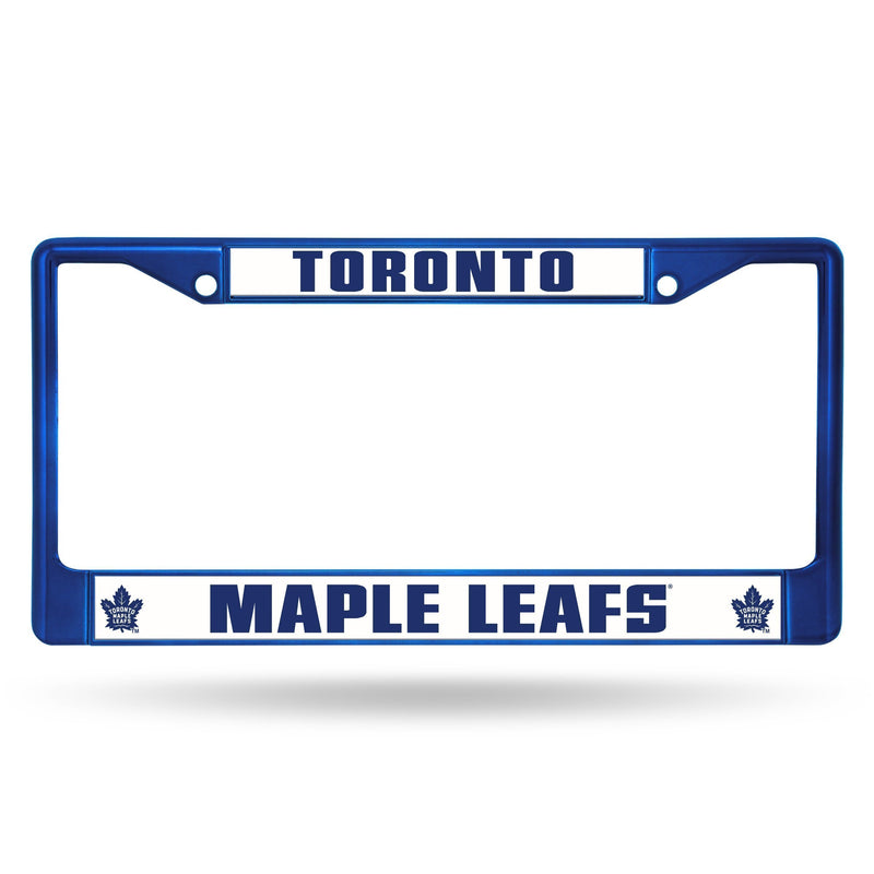 Best License Plate Frame Maple Leafs Blue Colored Chrome Frame