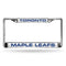 MAPLE LEAFS ® LASER CHROME FRAME - WHITE BACKGROUND WITH ROYAL BLUE LETTERS-FCL Chrome Laser License Frame-JadeMoghul Inc.