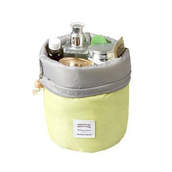 Maras Dream Barrel Shaped Travel Cosmetic Bag Nylon High Capacity Drawstring Elegant Drum Wash Bags Makeup Organizer Storage Bag-Yellow-JadeMoghul Inc.