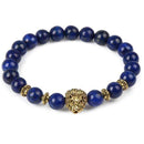 Marbalized Bead Owl Charm Bracelet-lapis lazuli lion-JadeMoghul Inc.