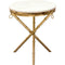 Marble Top Accent Table with Stainless Steel Crossed Legs, White and Gold-Accent Tables-Gold and White-Marble and Steel-JadeMoghul Inc.