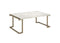 Marble Top Coffee Table With Metal Base, White And Gold-Coffee Tables-White, Gold-Marble Metal-JadeMoghul Inc.