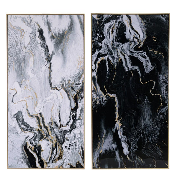Marbled Print With Gold Wooden Frame, Multicolor, Set of 2-Wall Decor-Multicolor-Wood Canvas-JadeMoghul Inc.