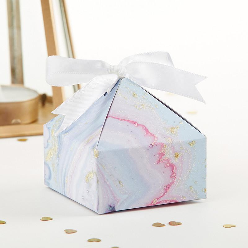 Marbleized Pyramid Favor Box (Set of 12)-Favor Boxes Bags & Containers-JadeMoghul Inc.