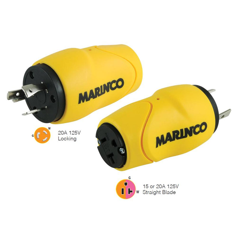 Marinco Straight Adapter 20Amp Locking Male Plug to 15Amp Straight Female Adapter [S20-15]-Shore Power-JadeMoghul Inc.